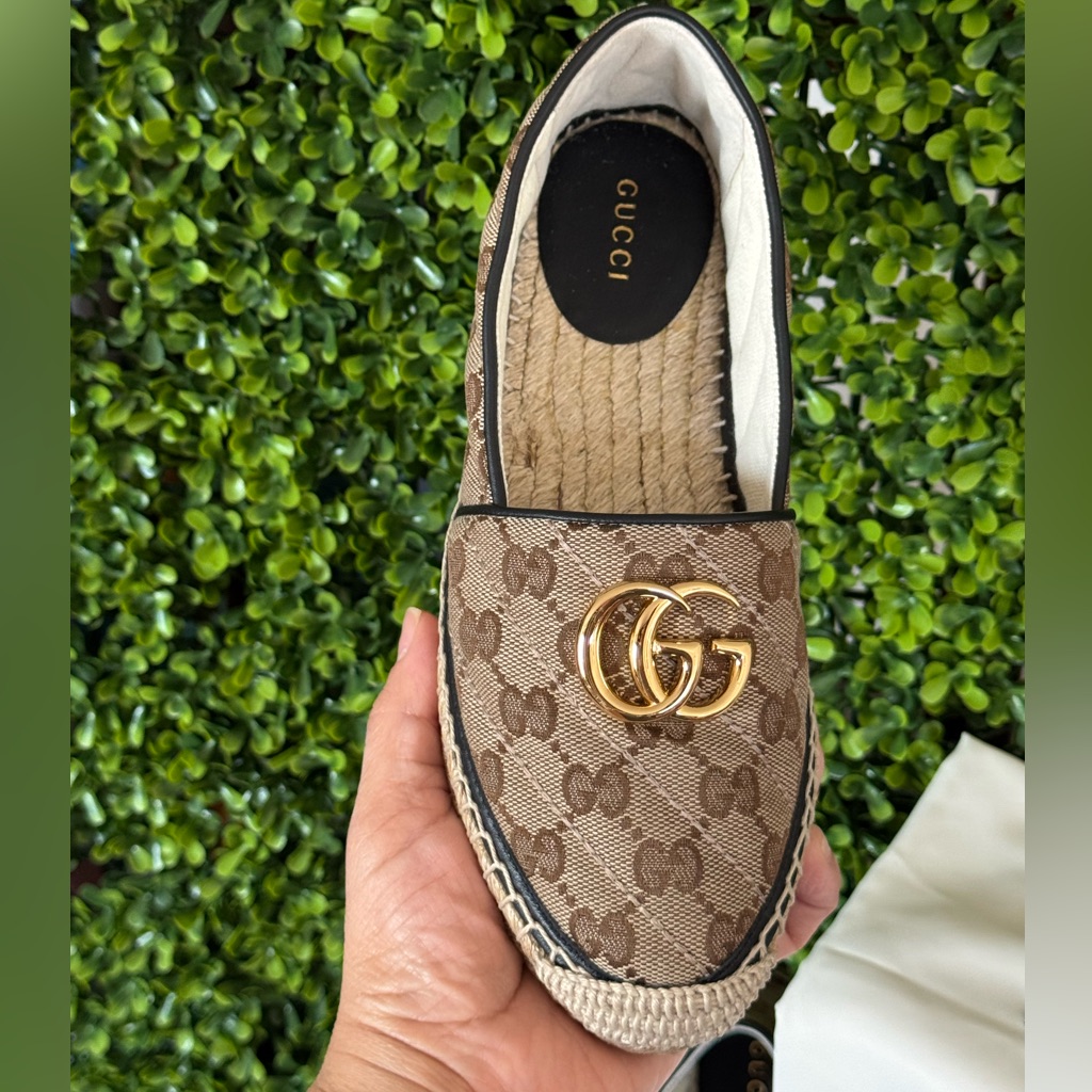 Gucci Women's Brown Espadrille Loafers Size 35.5